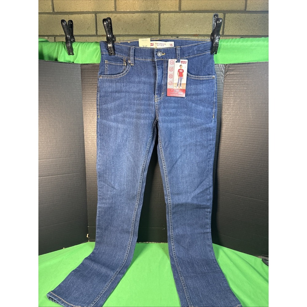 Levi's Boys 511 Slim Fit Denim Jeans Size 16 Medium Wash Blue Performance NWT